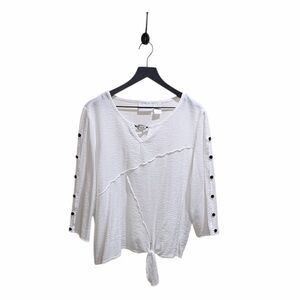 Alfred Dunner Size 16 White Button Sleeve Blouse